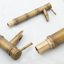 Load image into Gallery viewer, Antique Brass Bamboo-Shaped Bathroom Basin Faucet with Bronze Finish