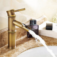 Load image into Gallery viewer, Antique Brass Bamboo-Shaped Bathroom Basin Faucet with Bronze Finish