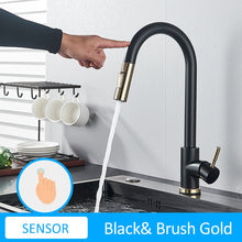 Load image into Gallery viewer, Brushed Gold Touch Sensor Kitchen Faucets Sensitive Smart Touch Control