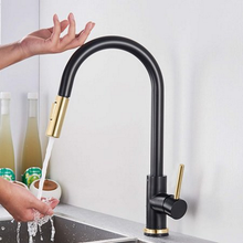 Load image into Gallery viewer, Brushed Gold Touch Sensor Kitchen Faucets Sensitive Smart Touch Control