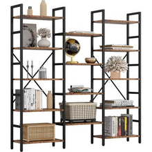 Load image into Gallery viewer, Triple Wide 5 Tiers Bookshelf Open Display Shelves