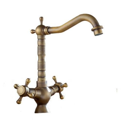 Dual Handles Basin Faucet Brass Bronze