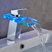 Load image into Gallery viewer, LED Bathroom Faucet Waterfall Brass Basin Faucet