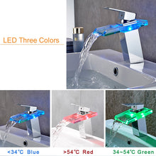 Load image into Gallery viewer, LED Bathroom Faucet Waterfall Brass Basin Faucet