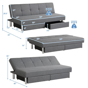 Convertible Futon Sofa Bed Adjustable Couch Sleeper