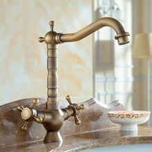 Load image into Gallery viewer, Dual Handles Basin Faucet Brass Bronze