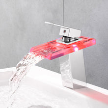 Load image into Gallery viewer, LED Bathroom Faucet Waterfall Brass Basin Faucet