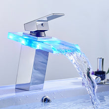 Load image into Gallery viewer, LED Bathroom Faucet Waterfall Brass Basin Faucet