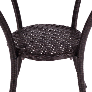 Round Rattan Wicker Coffee Table Glass