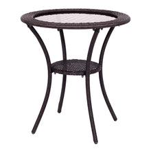 Load image into Gallery viewer, Round Rattan Wicker Coffee Table Glass