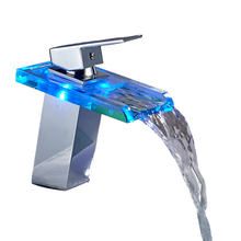 Load image into Gallery viewer, LED Bathroom Faucet Waterfall Brass Basin Faucet