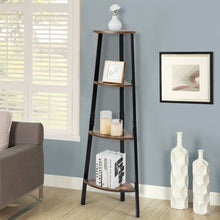 Load image into Gallery viewer, 4-Tier Corner Shelf Metal Storage Rack Bookcase Plant Display