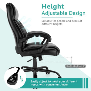 Tall Leather Office Chair Adjustable High Back Task Chair