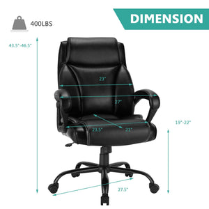 Tall Leather Office Chair Adjustable High Back Task Chair