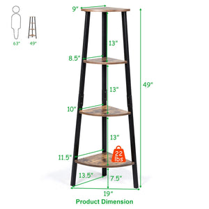 4-Tier Corner Shelf Metal Storage Rack Bookcase Plant Display