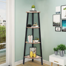 Load image into Gallery viewer, 4-Tier Corner Shelf Metal Storage Rack Bookcase Plant Display